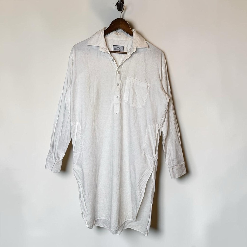 Alexa Riley Italy 100% Cotton White Shirt Dress‎ Pockets Resort Wear Cover Up